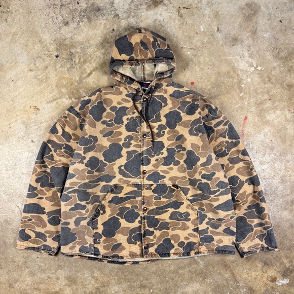 Vintage SNO KING Duck Camo Hunting‎ Jacket Men's Large Brown USA Made 70s 80s